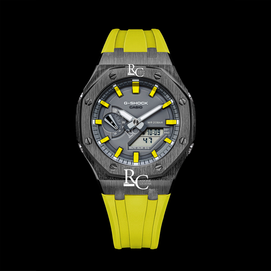 Gshock CasiOak Gunmetal - Grey face (Yellow Resin Straps & Time Markers)