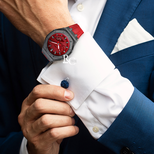 Gshock CasiOak Gunmetal - Red Face (Red Resin Straps & Gunmetal Markers)